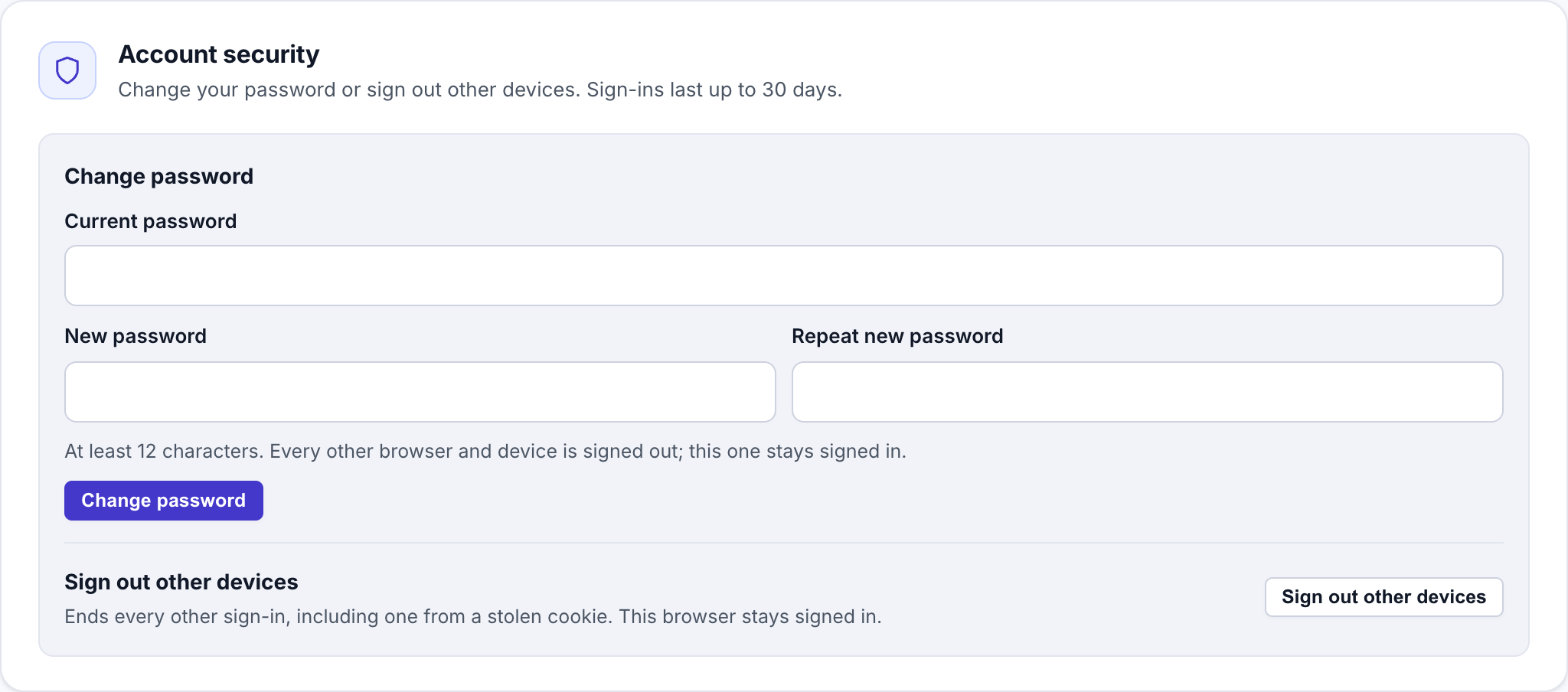 Account security card